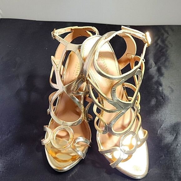 CHRISTIAN SIRIANO GOLD HIGH HEEL STILETTOS PUM SANDAL - Picture 2 of 15